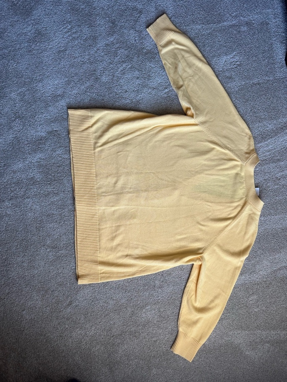 Lands' End Yellow Women’s Cotton V-Neck Cardigan - Picture 4 of 4